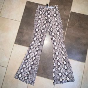 Snake print flare pants
